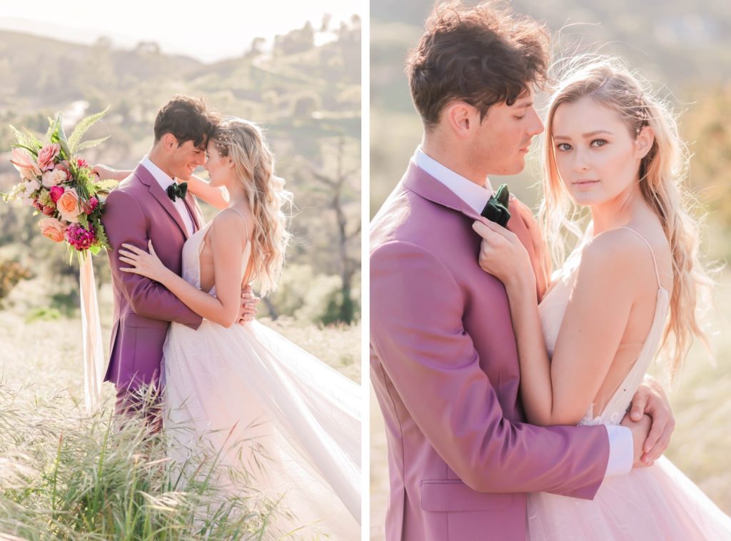 Groom in a purple suit